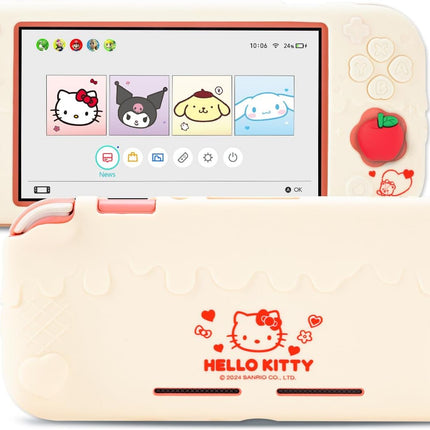 Kuitmor Switch Lite Protective Case,Soft Silicone Protective Shell,Anti-Scratch Protective Cover Case for Switch Lite with 2 Thumb Grip Caps（Beige Hello Kitty） | Soft Silicone, for Switch Lite, Off White
