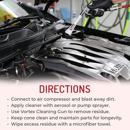 HI-TECH Vortex II Air Cleaning Gun – Pro Auto Detailing Tool for Deep Cleaning Interiors & Exteriors – Uses Air Compressor – Blasts Dust, Dirt & Grime Fast