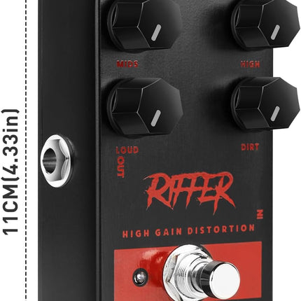 Satone S811 Riffer High Gain Distortion Electric Guitar Effect Pedal - High Gain Distortion Effect Preset Acoustic Metal Pedal with True Bypass