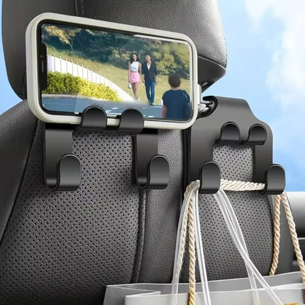 Car Back Seat Hook Hanging Storage Mobile Phone Holder Stand Lazy Rear Seat Phone Headrest Bracket For iPhone Samsung All Phones (2 PCS)