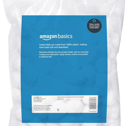 Amazon Basics Cotton Balls for Skincare, Makeup Removal, Cotton, Hypoallergenic, 200 Count (Previously Solimo)