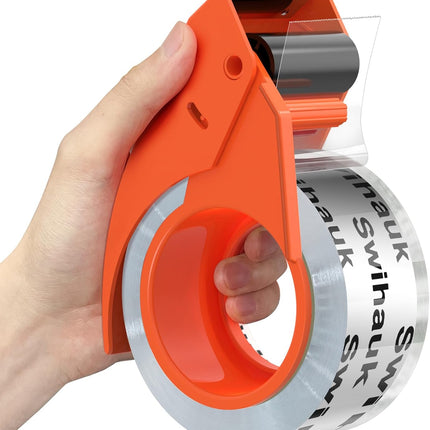 Swihauk 1.88 in x 66.6 YDs Heavy Duty Packing Tape with Dispenser, Strong & Durable Shipping Tape, Packaging Tape, Clear Package Tape for Shipping Moving Storage and Mailing, 1 Roll + 1 Dispenser