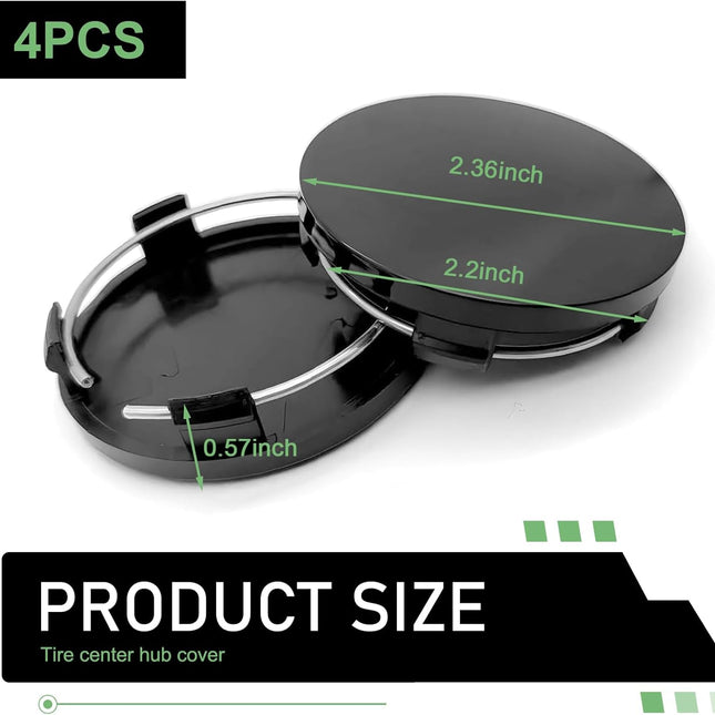 4PCS Car Wheel Center Caps, 60MM/2.36In OD 56MM/2.2In ID Center Hub Cover