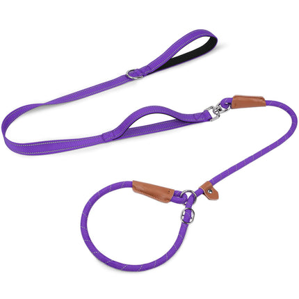 Slip Lead Dog Leash with Dual Handle, No Pull, Black, 6FT x 3/8"