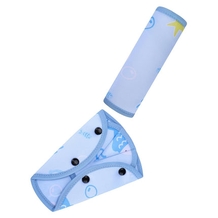 COOLBEBE Kids Seat Straps Cover Pad, Child Shoulder & Belly Comfort Cushion Set, Universal Seat Strap Cover for Booster, Strollers, High Chairs, Blue