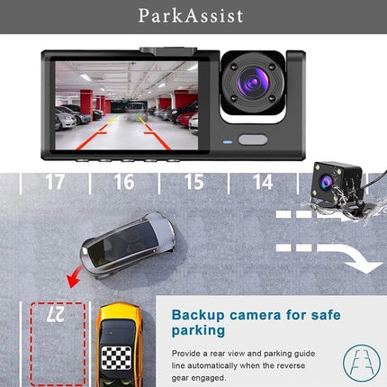 Dash Camera for Car Security Camera Dashcam Front and Rear Inside with WDR, Night Vision, G-Sensor Auto Lock, Loop Recording