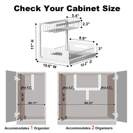Under Sink Organizer, L-Shaped 2 Tier Pull Out Cabinet Organizer