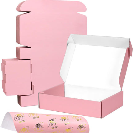 30 Pack 9x6x2 Pink Shipping Boxes for Packaging Small Business, Corrugated Cardboard Boxes for Shipping Packing Mailing