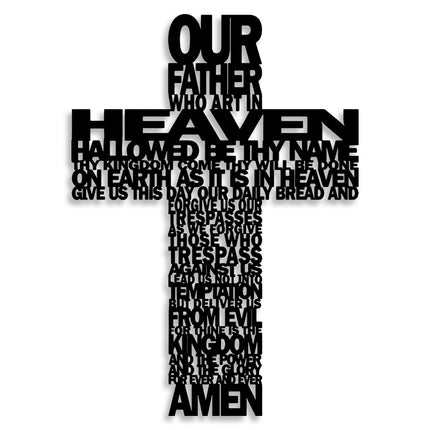 Metal Cross Wall Decor - Rustic Farmhouse Decor Black Prayer Text Cross Wall Art Home Decor for Living Room, Bathroom, Bedroom, Dining Room, Office, Church (Black)