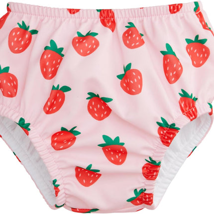 Tiny Twinkle Pull-Up Reusable Swim Diapers 2-Pack | Waterproof and UPF 50+ Sun Protection | Lightweight and Absorbent | Machine Washable(Sherbet Stripes,Strawberries,12-18M)