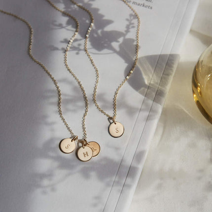 Endless Story Initial Necklaces for Women, Sterling Silver, 14K Gold Filled Custom Dainty Letter Necklace, Initial Necklace, 9mm Disc Pendant, Mom Necklace, Gift for Mom, Daughter, Grandma