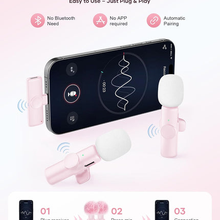 CZOCPOS Wireless Mini Microphone for Android-Dusty Pink
