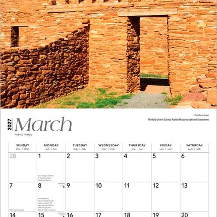 Land of Enchantment | New Mexico Places | 2027 12 x 24 Inch (Hanging) Monthly Square Wall Calendar | Plastic-Free | BrownTrout | USA United States of America Southwest State Nature