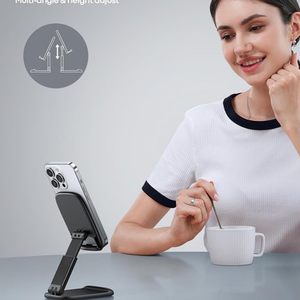 Lamicall Cell Phone Stand for Desk - [Height Adjustable] Foldable Mobile Phone Holder, Portable Stand for iPhone 17 16 15 14 13 12 11 Pro Max Plus Air, Galaxy S25, Telephone, Office Gift Accessories