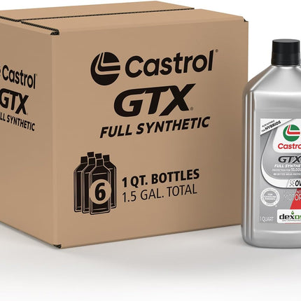 Castrol GTX Full Synthetic 0W-20 Motor Oil, 1 Quart, Pack of 6