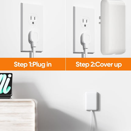 Olcorife Flat Outlet Extender with Cover, Flat Plug Power Strip with 6 AC Outlets, 2000 Joules Surge Protector, 3FT Flat Extension Cord, Home Office Travel Dorm Room Essentials