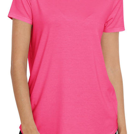 Women Crewneck Loose Fit Tunic Tops Short Sleeve Dressy Casual Summer Long Tee Shirts