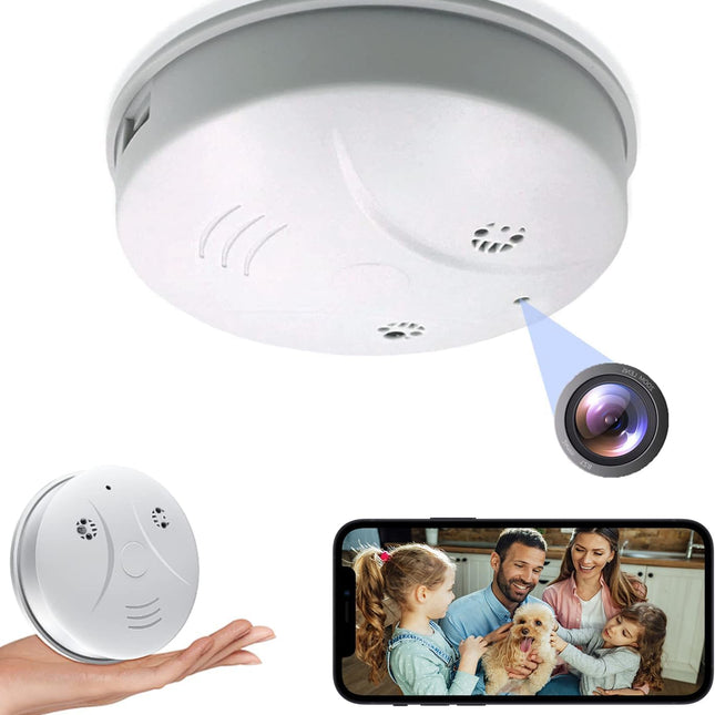 SourcetoHome 1080P WiFi Hidden Camera, Smoke Detector Spy Cam with Motion Detection, Loop Recording, No Audio - Indoor Home Security Cameras for Baby & Pet No SD Card No Smoke Detector Function - General - front view