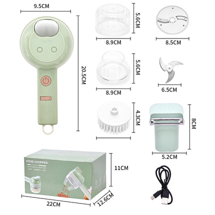 4 in 1 Electric Vegetable chopper hand held, Ninja Food Chopper, Mini Fruit Slicer,Garlic Chopper,Egg whisk and Meat Mincer,Handheld Veggie Cutter for Salad