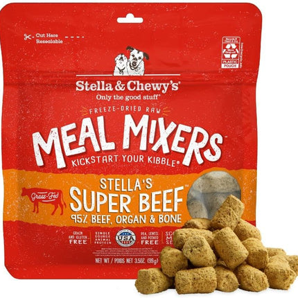 Stella & Chewy's Freeze-Dried Raw Beef Meal Mixers- Dog Food Topper and Mixer - Made with 95% Grass-Fed Beef, Organs & Bone - Perfect for Picky Eaters - Grain-Free - 3.5 oz