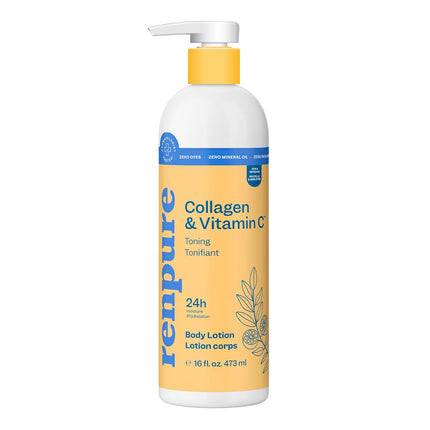 Renpure Collagen & Vitamin C Toning Body Lotion – 24HR Moisturization – Helps Promote Toned Looking Skin – For All Skin Types – Collagen & Vitamin C – 16 Fl Oz