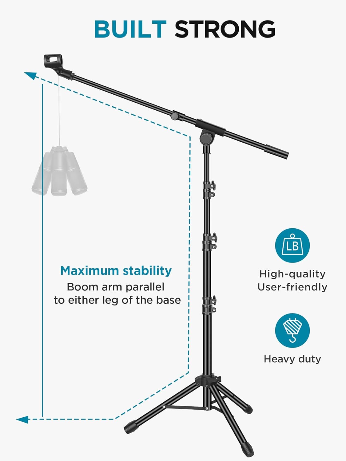 Microphone Stand, Tripod Boom Arm Floor Mic Stand - photo 4