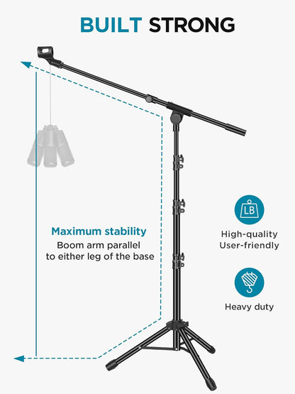 Microphone Stand, Tripod Boom Arm Floor Mic Stand - photo 4