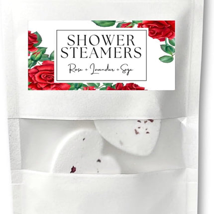 LostLove Art Co - Rose + Lavender + Sage Aromatherapy Shower Steamers | Handmade Shower Melts 3 Pack | Relaxing Self Care Spa Gift