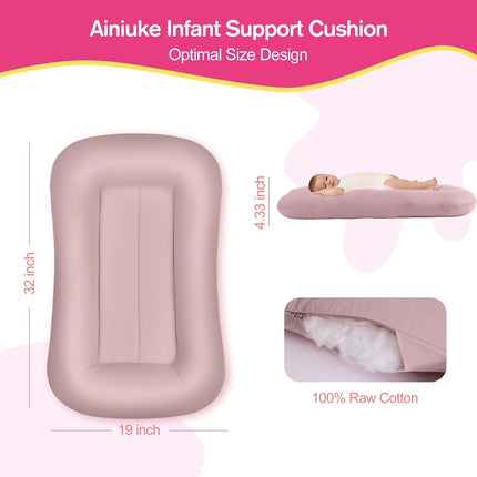 Baby Lounger for Newborn, 0-24 Months, Soft Cotton, Infant Lounger for Home and Travel, Portable Playtime Baby Nest, Including Cover(Pink), Pallet of Product