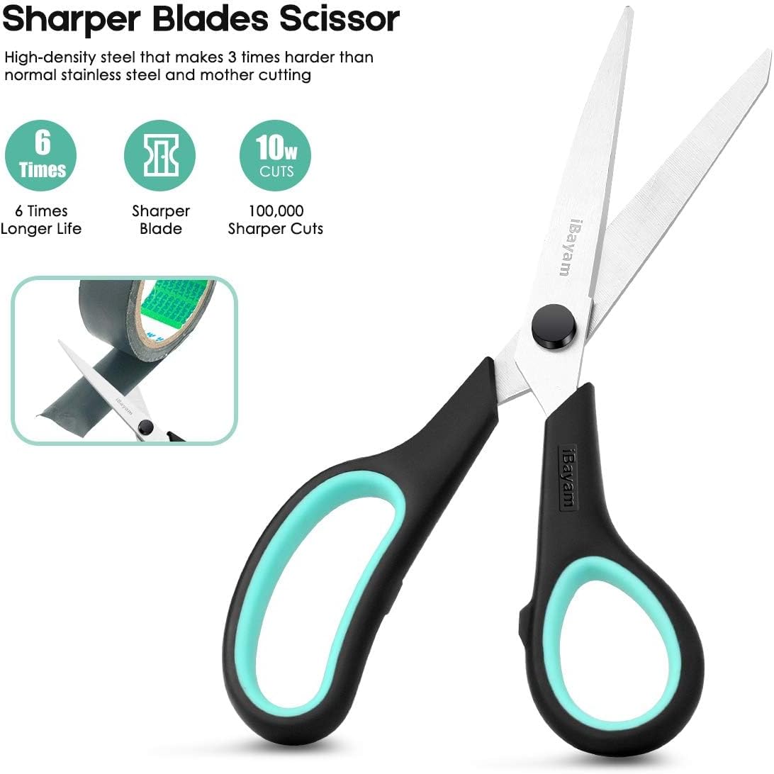 3-Pack 8-Inch Heavy Duty Scissors with Ultra Sharp Blades and Comfort Grip Handles - photo 3