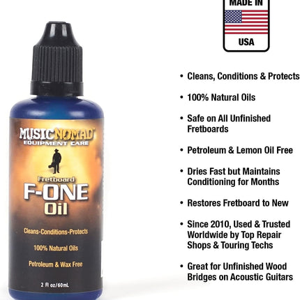 MusicNomad F-ONE Fretboard Oil Cleaner & Conditioner 2 oz (MN105)