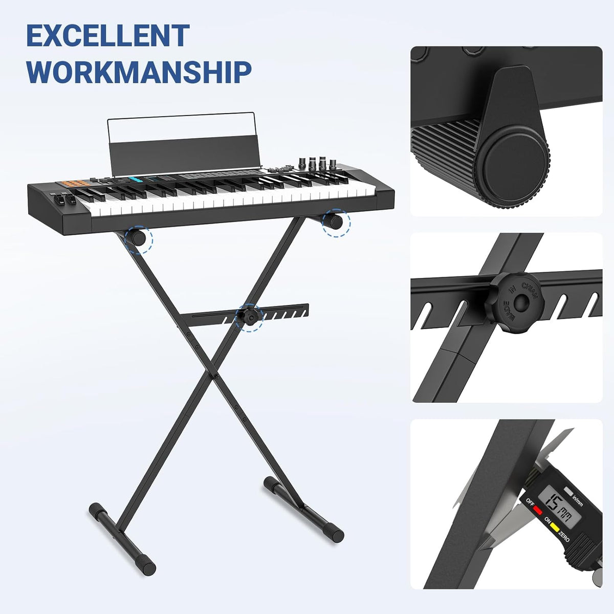 Keyboard Stand - Digital Piano Stand, Single X Style, Black (Capacity: 100 lb) - photo 3