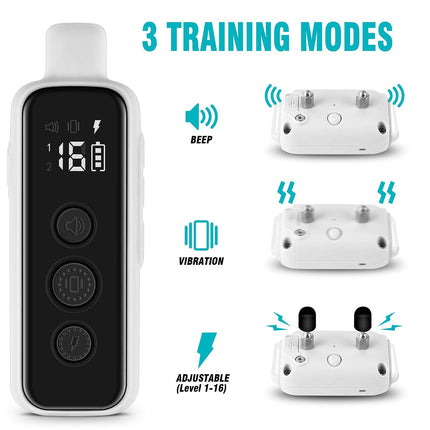Shock Collar for Dogs - Waterproof Rechargeable Dog Electric Training Collar with Remote for Small Medium Large Dogs with Beep, Vibration, Safe Shock Modes (8-120 Lbs) (Grey)