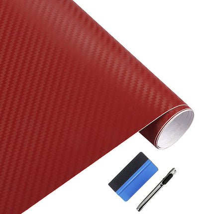 3D Black Carbon Fiber Car Vinyl Wrap Self-Adhesive Film 1ft x 5ft