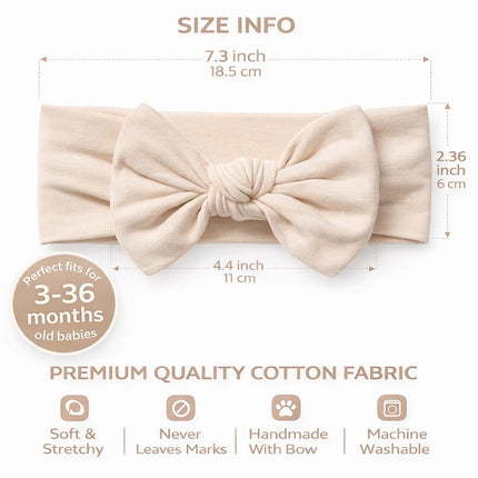 Baby Girl Headbands-Infant,Toddler Cotton Handmade Hairbands with Bows Child Hair Accessories (2, Light Beige-Linden Green, 3-36 Month)