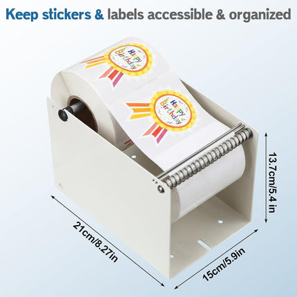Label Sticker Roll Dispenser Manual Label Dispenser Adjustable Metal Sticker Roll Holder for Multiple Rolls in Home Office Business Tabletop