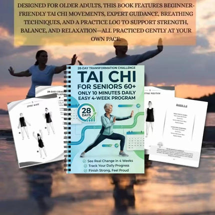 Tai Chi Daily Practice Planner for Seniors & Beginners – Spiral-Bound Fitness Log with Progressive Exercise Tracking, Gentle Movement Journal for Balance & Wellness(5.5x8.3 Inch, Green)