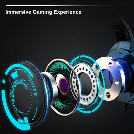 ZIUMIER Gaming Headset with Microphone, Compatible with PS4 PS5 Xbox One PC Laptop, Over-Ear Headphones with LED RGB Light, Noise Canceling Mic, 7.1 Stereo Surround Sound