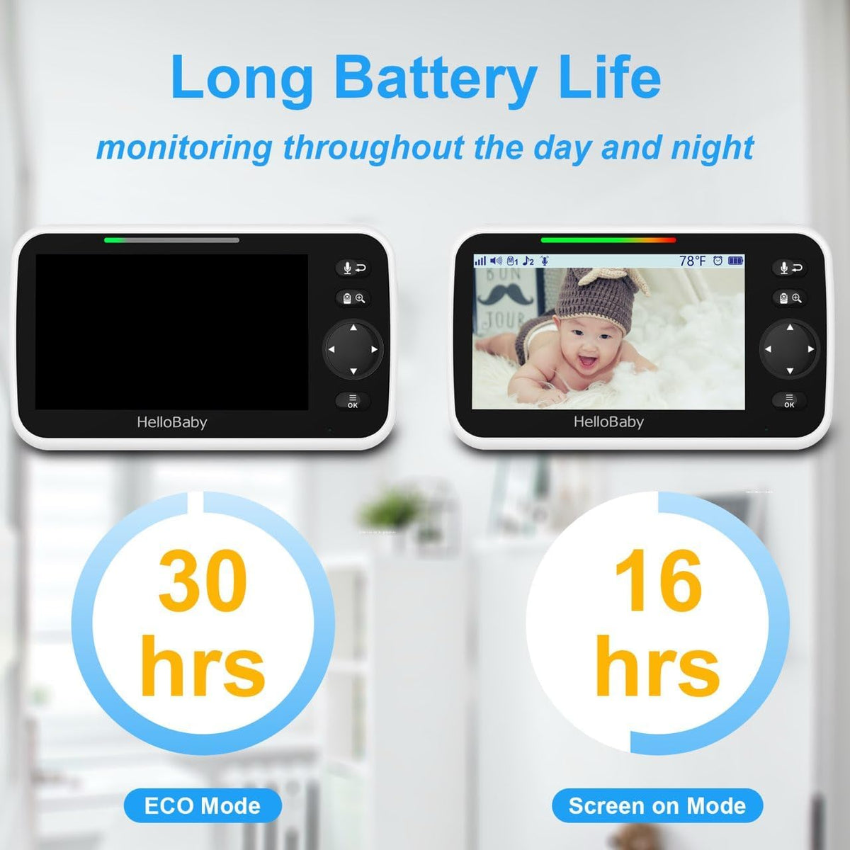 No WiFi 5-Inch Pan-Tilt-Zoom Video Baby Monitor - photo 3