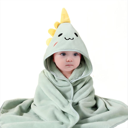 Hooded Baby Towel - Premium Soft Bath Towel for Baby, Newborn,Infant - Ultra Absorbent,Natural Baby Stuff Towel, Soft Coral Velvet Coral Fleece Bath Towel for Boys and Girls (Happy Dinosaur)
