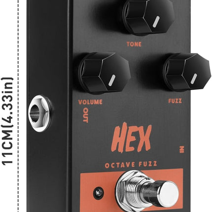 Satone S804 Hex Octave Fuzz Electric Guitar Effect Pedal - Classic Octave Fuzz Effect Preset Acoustic Metal Pedal with True Bypass