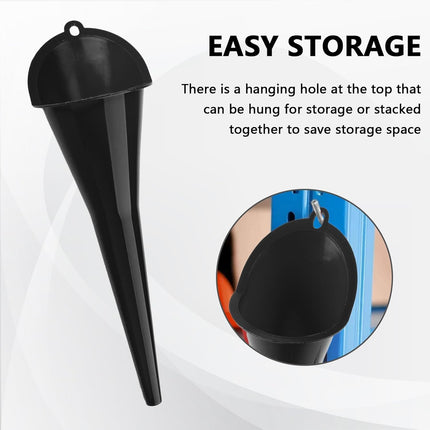 Long-Neck Oil Funnel for Automotive – Multi-Function Plastic Funnel for Oil, Gas & Lubricants – Universal Car Accessory (Black (1-Pack))