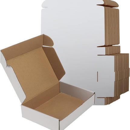 RLAVBL 9x6x2 Shipping Boxes Set of 50, White Small Corrugated Cardboard Box, Mailer Box