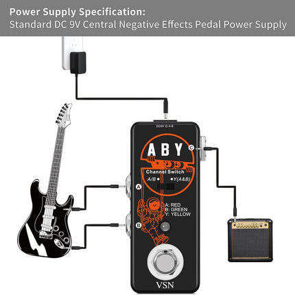 VSN ABY BOX Switch Guitar Pedal ABY Box Line Selector Channel Pedal True Bypass for Mini Size True Bypass …