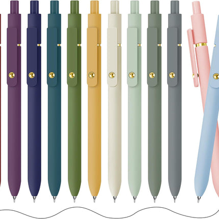 UIXJODO Gel Pens, 12 Pack Gold Retro and Gold Morandi 0.5mm Black Ink Pens Fine Point Smooth Writing Pens for School Office Supplies, Gifts for Women Girls