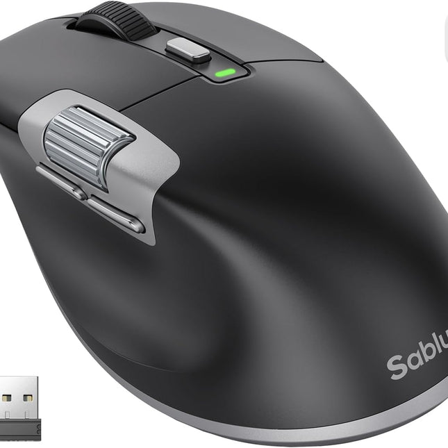 Wireless Mouse with Ultra-Fast Scrolling, Side Scroll, Wired+2.4GHz,+Dual Bluetooth, App-Customizable, Ergonomic, Rechargeable, Quiet Clicks, 8K DPI MAX, Office Mice for Windows, MacOS