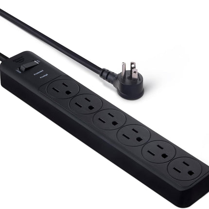Amazon Basics Surge Protector Power Strip, 6-Outlet, 790 Joules, 6ft Extension Cord, Black, LED Indicator