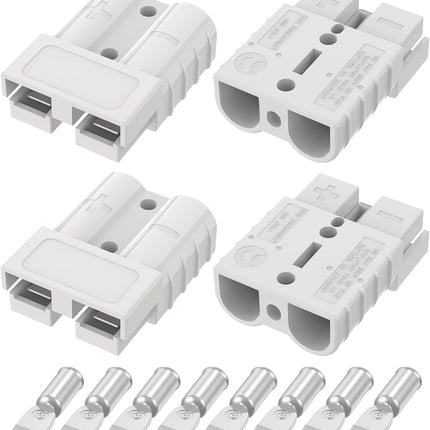 Anderson Connector 50A 600V Battery Quick Connect/Disconnect for 6-12 AWG Cables, Anderson Plug for Winch, Trailer, RV, Forklift (Gray, 4 PCS)