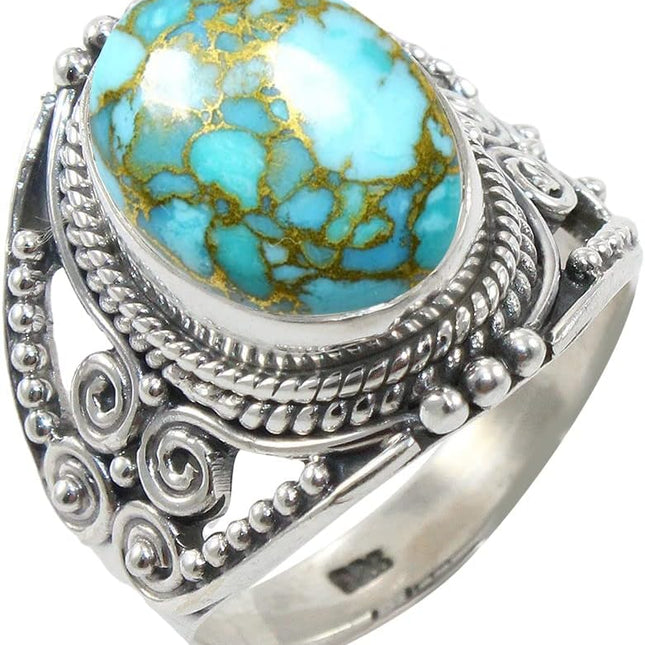 925 Sterling Silver Ring with Natural Gemstone