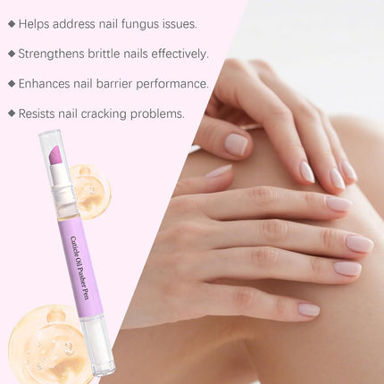 2-in-1 Cuticle Oil Pusher Pen,Ceramic Cuticle Oil Cuticle Pusher Nail Oil Pen for Dry & Damaged Nails,Nail Care Tool For Repair & Nourish Nails,Moisturize Strengthen Brighten (1 pcs)